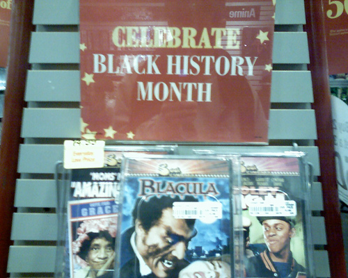 Display of videos for sale for Black History Month