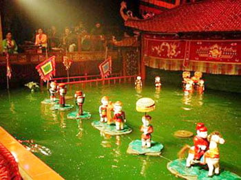 A water puppetry performance