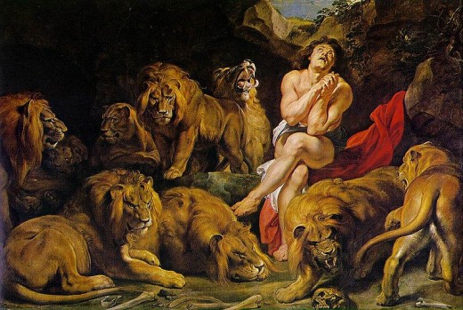 "Daniel in the Lion's Den" - Painting by Peter Paul Rubens