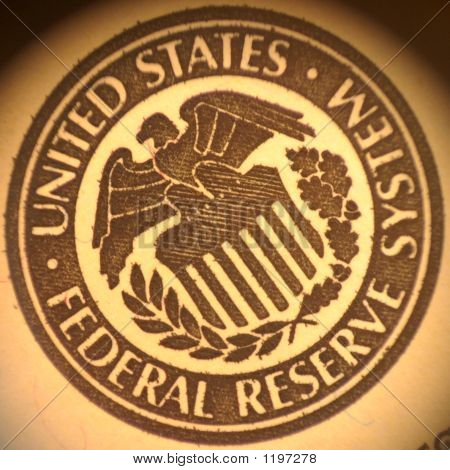 The seal of the Federal Reserve; the private bank that was behind massive bailouts in 2009.