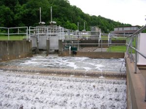 Water treatment plants cleanse industrial waste before spilling the treated water into the natural waterways.