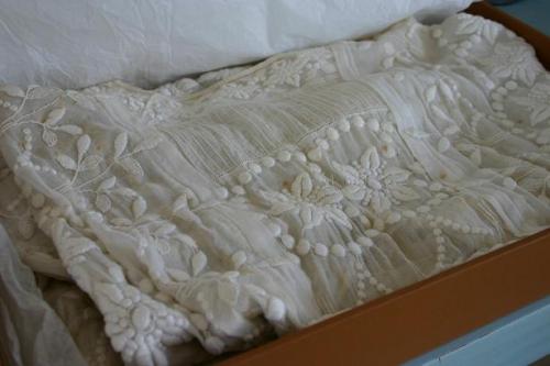 Antique gowns can be worn by generations of brides if properly stored.