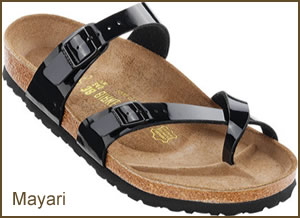 Patent style Birkenstock sandals for women