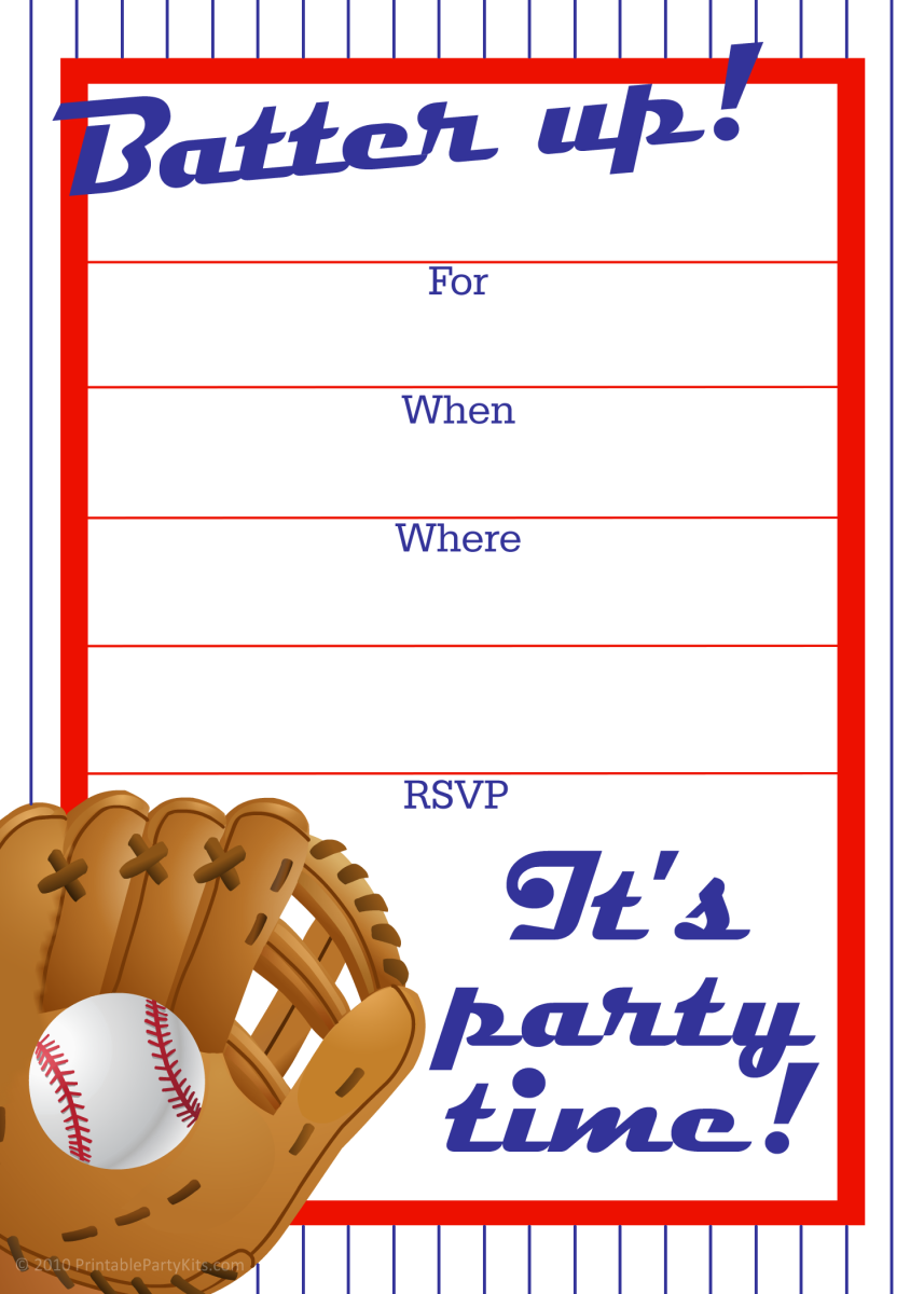 Free Baseball Birthday Invitations Printable
