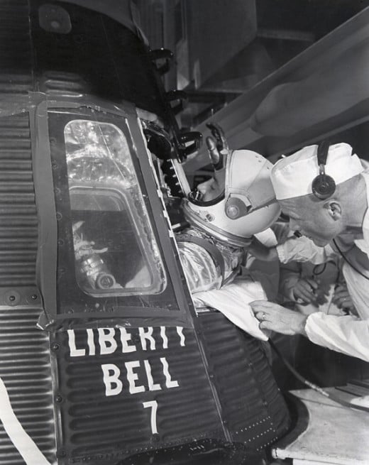 Grissom enters Liberty Bell 7. Photo courtesy of NASA.