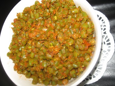 Spicy french beans cooking technique