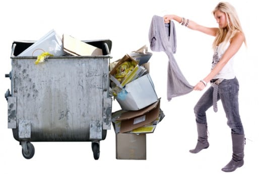 Some people like to dumpster dive for clothes. As many are fashion conscious, one can find plenty of near new clothes if you don't mind last seasons fashions. Wash what you find before wearing.
