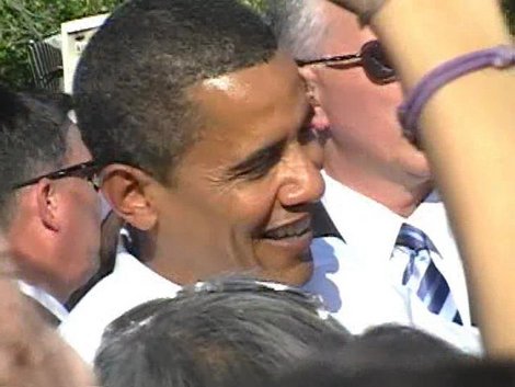 At an October '08 rally in Cincinnati, the guy right next to me got to shake Barack Obama's hand as he passed through the crowd. I was more interested in getting the picture.