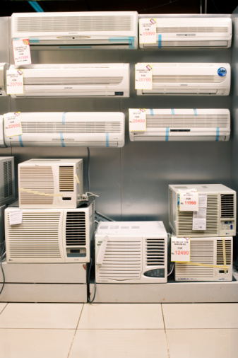 Air Conditioning Units can be found at Home Improvement stores, Department Stores and Online.