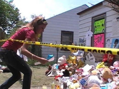 The day Michael Jackson died, a shrine of flowers, stuffed animals, signs and tearful mourners sprang up outside his childhood home. Greg, his wife, Dawnyell and son made the trip a few days later to capture the mood in pictures and video.