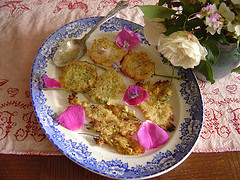 Elder flower and acacia blossom fritters.