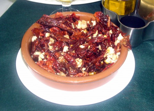 Pericana (fried dried peppers, garlic, salt and dried cod with oil) typical cuisine of Alcoi