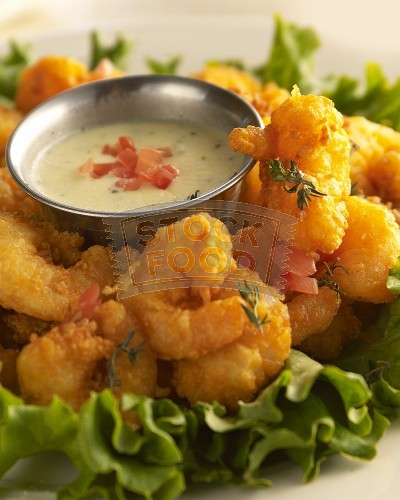 fried shrimp with ranch dressing. Photo from stockfood.com
