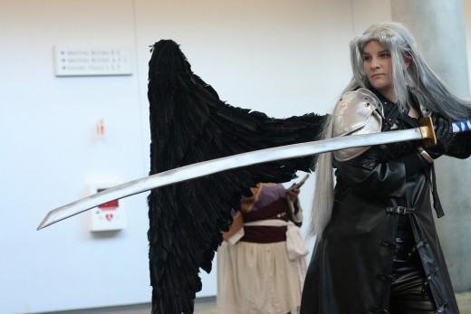 Sephiroth one-wing costume with a sword.  Source: Flickr, agius