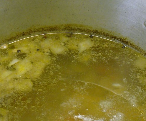 Making broth, not always the prettiest site, but the flavor is worth every little bit. 