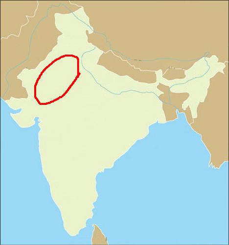 The red boundary showing The Thar Desert. The red boundary showing The Thar Desert.