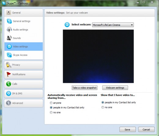 Checking your new webcam to make sure it works in Skype