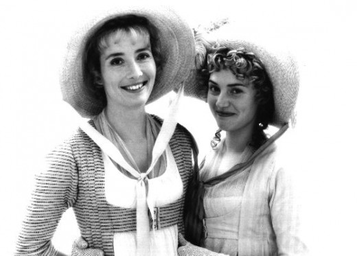 Emma Thompson and Kate Winslet playing the Dashwood sisters in "Sense and Sensibility".