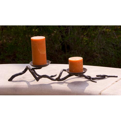 Wrought Iron Double Branch Candleholder