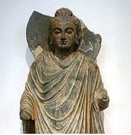 Gautama Buddha, Gandhara was born 563 BCE in Lumbini, Nepal. He died of food Poisoning in 483 BCE at Kushinagar, India. Gautama Buddha, Gandhara was born 563 BCE in Lumbini, Nepal. He died of food Poisoning in 483 BCE at Kushinagar, India.