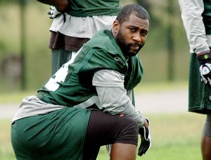 New York Jets Darrelle Revis on the sidelines during the 3 day mini-camp. photo Richard Harbus