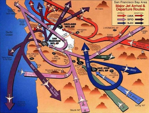 San Francisco air traffic control routes, from http://www.aviationexplorer.com/live_atc.htm