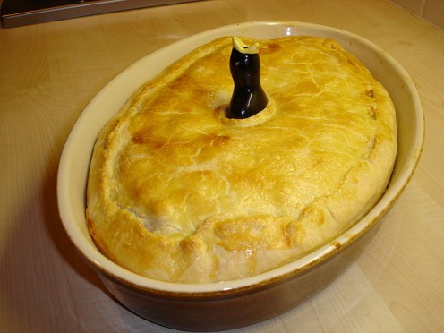 One version of chicken pot pie.  Image in the public domain.  