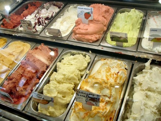 Gelato ice creams many flavors