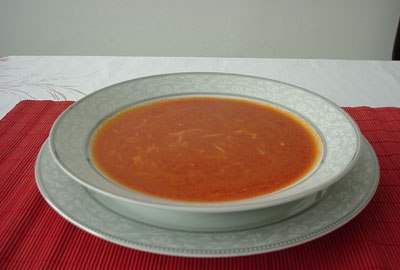 Tomatoes and chicken broth are the base for this soup