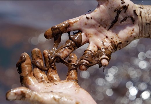 Marine Reef Ecologist's Oily Hands