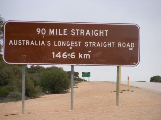 The longest peice of straight road in Australia, maybe the World? 90 miles no bends!!