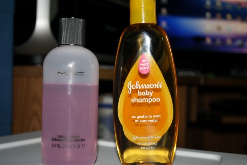 Johnson's Baby Shampoo & MAC Brush Cleanser.