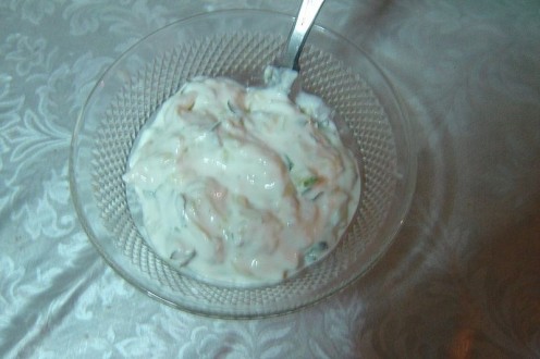 Tzatziki, a wonderful thing to add to gyros.  You have to try it at least once!