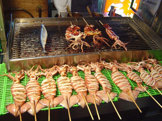 grilled squid and seafoods at night market image courtesy of wikipedia