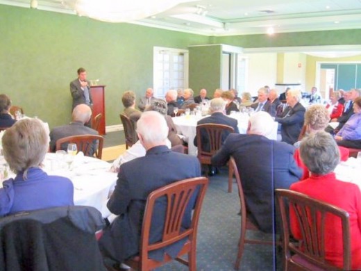 The writer presenting at a Probus Club luncheon on 28th June 2010