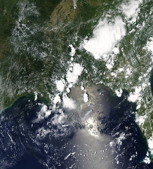 MODIS image of the northern Gulf, June 22, 2010.  Image courtesy Wikimedia Commons and NASA Earth Observatory.