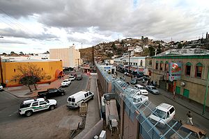 Nogales, Arizona on the left, and Nogales, Sonora, Mexico on the right.