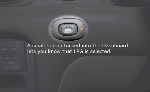 LPG to Petrol change over button mounted in the dashboard