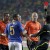 Referee Yuichi Nishimura flashes the red card to Brazil's Felipe Melo (5) for his foul on Netherlands' Arjen Robben (2nd R) during the 2010 World Cup quarter-final soccer match. Referee Yuichi Nishimura flashes the red card to Brazil's Felipe Melo (5) for his foul on Netherlands' Arjen Robben (2nd R) during the 2010 World Cup quarter-final soccer match.