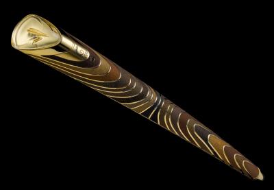 A close-up of the baton