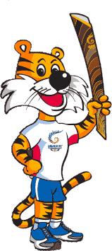 The mascot "Shera" bearing the Queen's Baton