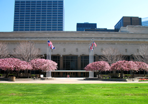 The Cleveland Convention Center's entrance from pedestrian Mall B