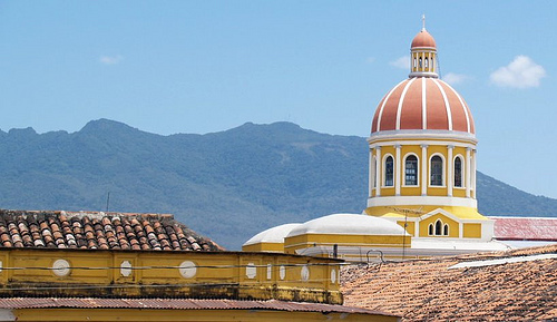 Granada Cathedral and Mombacho in background