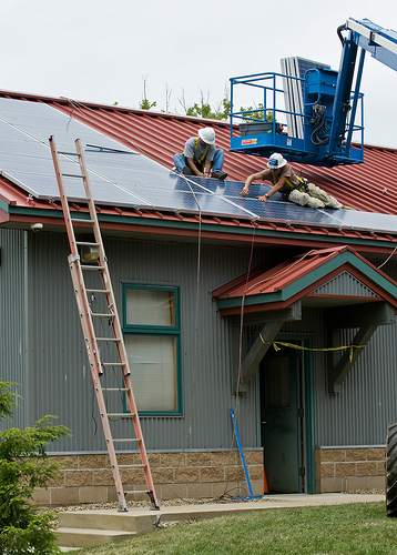 Solar Panels being installed.