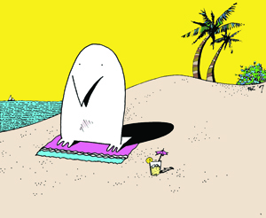 An Albino Penguin on the beach at Ibiza