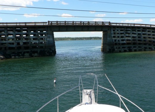The view from my cousin's boat.  Room for a good sized boat to pass under.