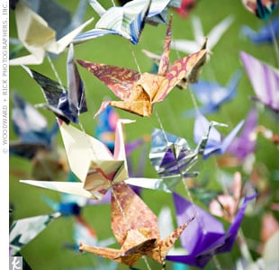 Origami cranes are a customary favor in Japan.