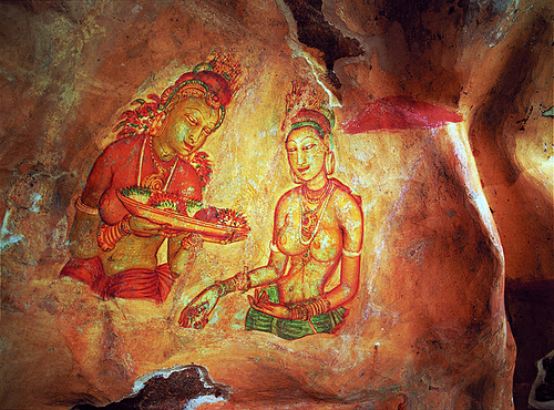 Sigiriya Prescoes Paintings Sri Lanka