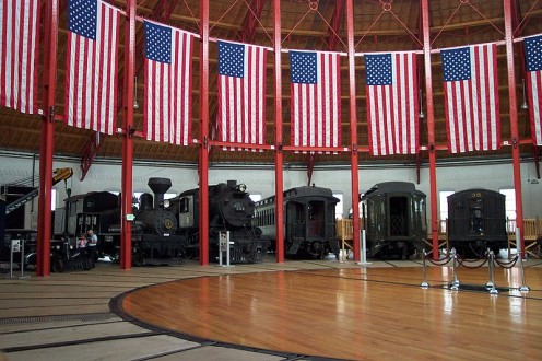 Locomotives in the roundhouse at the museum. Locomotives in the roundhouse at the museum.