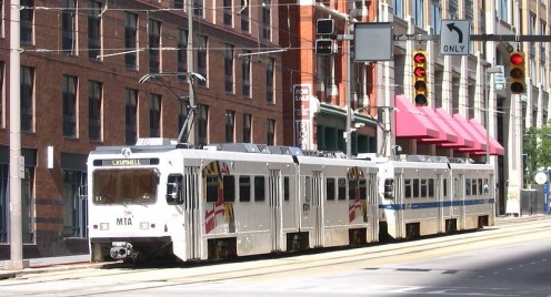 Light rail in Baltimore. Light rail in Baltimore.